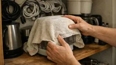 Geef je oude handdoek een tweede leven als stofhoes voor apparaten