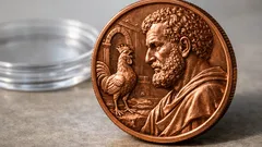 De Vaticaanse €20 verzamelmunt 2024: Petrus en de haan uitgelegd